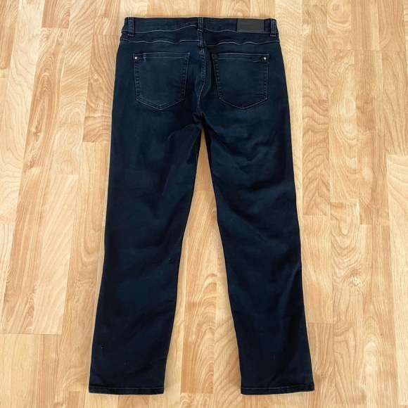 Zara Trafaluc Black Cropped Skinny Jeans Gold Bobble Button Ankle Embellished - Picture 9 of 16